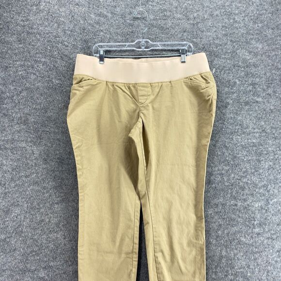 Old Navy Pants Women 12 Maternity Beige Mid Rise Pull On Elastic Waist Skinny - Picture 3 of 10